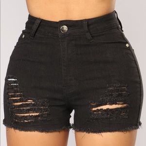Distressed Black Jean Shorts